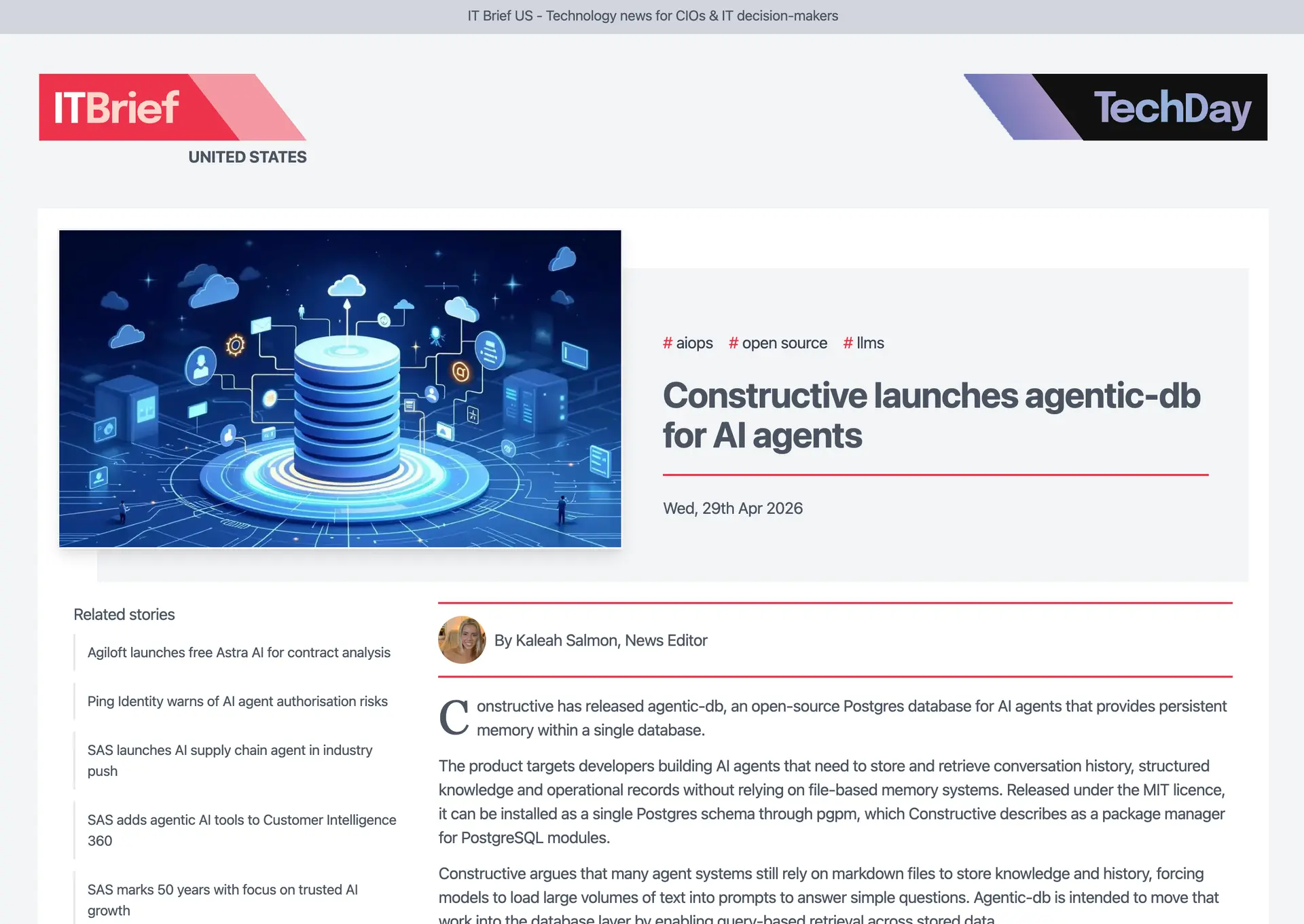 Constructive launches agentic-db for AI agents