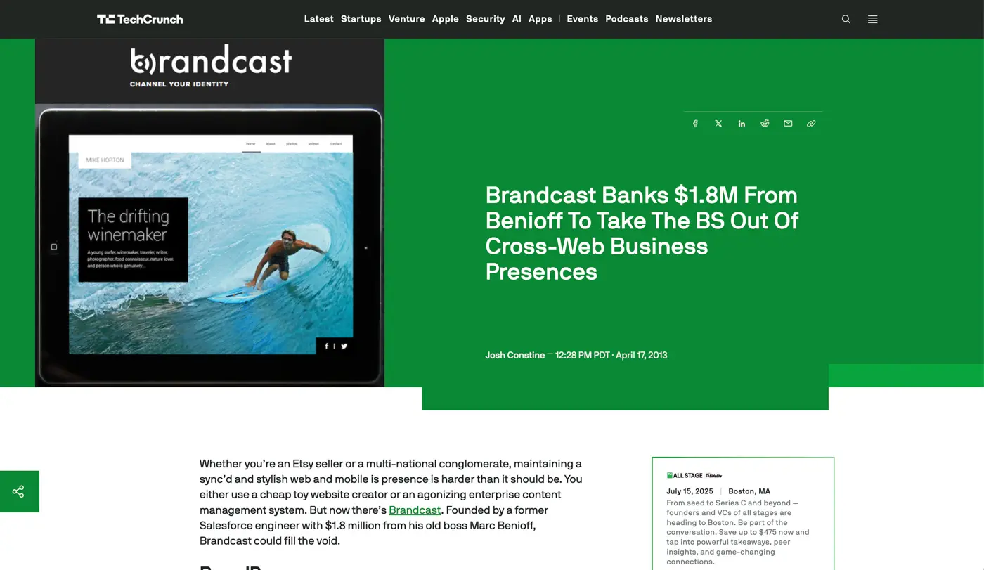 Brandcast Banks $1.8M From Benioff To Take The BS Out Of Cross-Web Business Presences