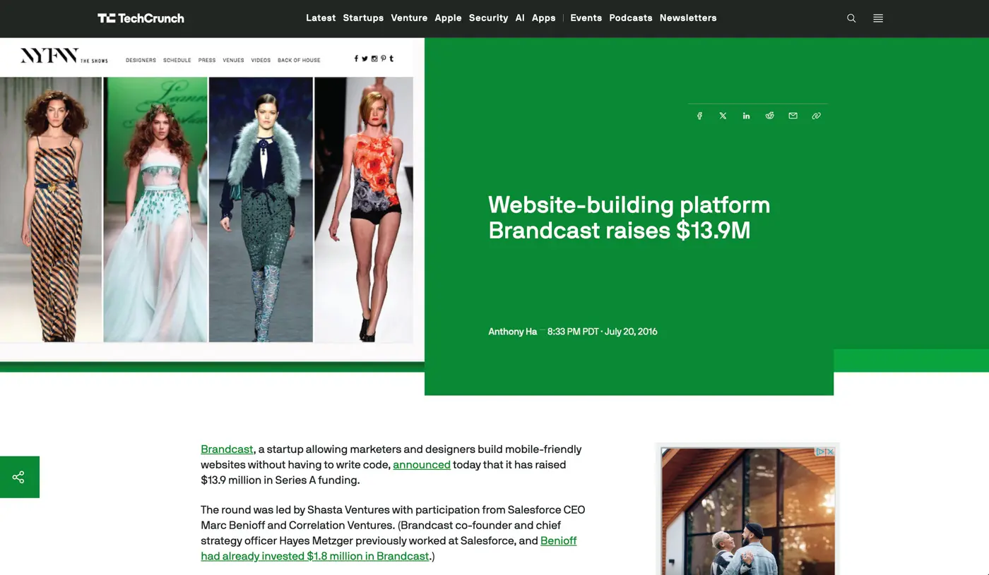 Website-Building Platform Brandcast Raises $13.9M