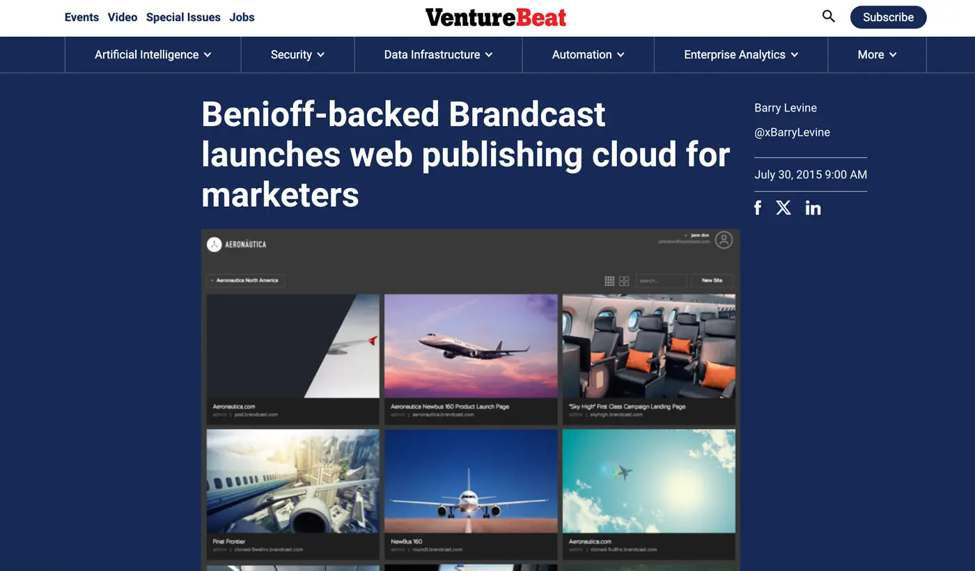 Benioff-Backed Brandcast Launches Web Publishing Cloud for Marketers