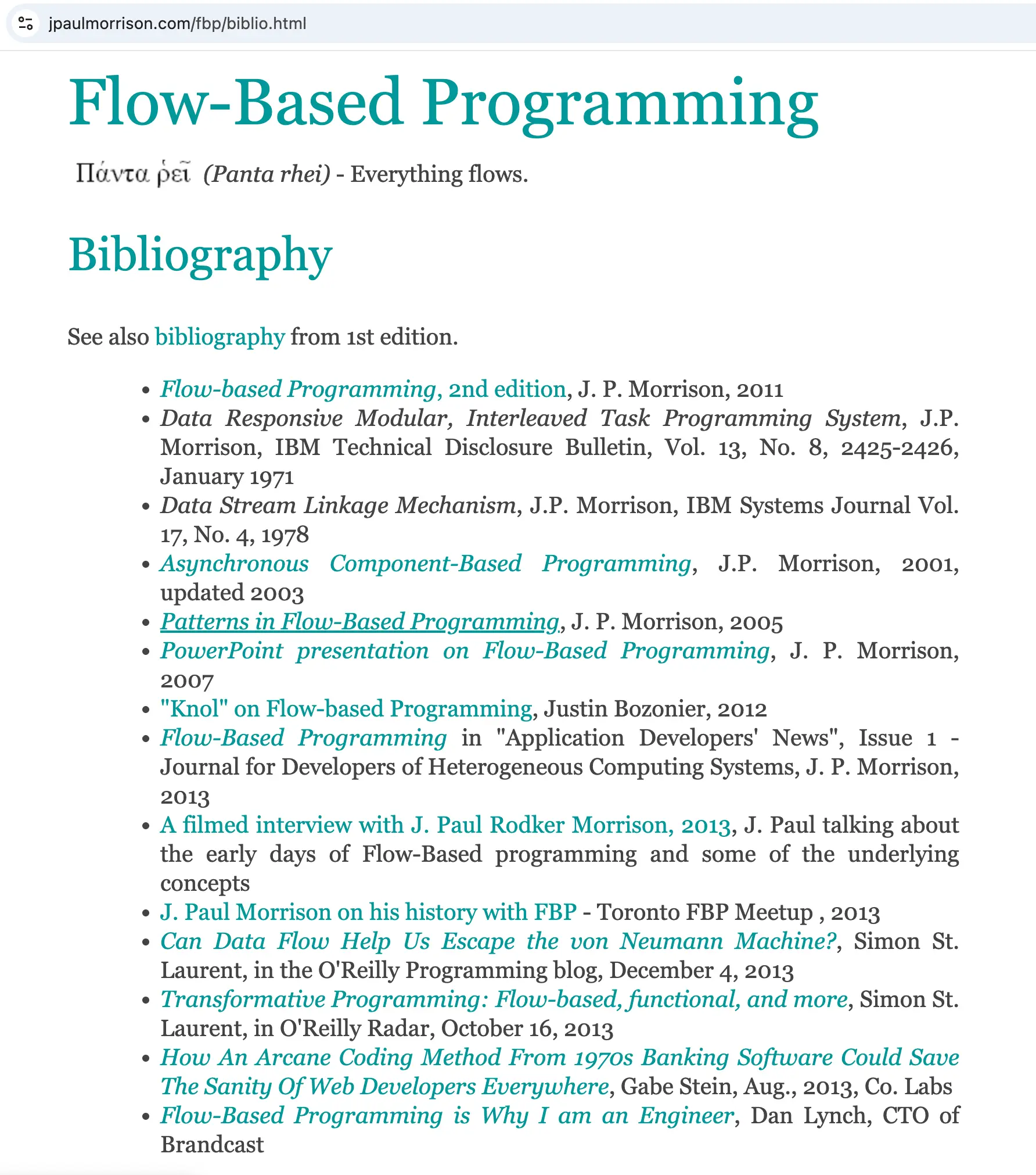 Cited in FBP Bibliography by J. Paul Morrison