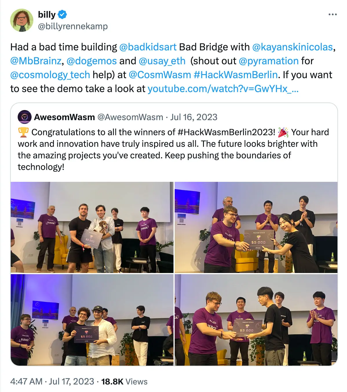 Bad Kids Wins HackWasm Using Cosmology Tools